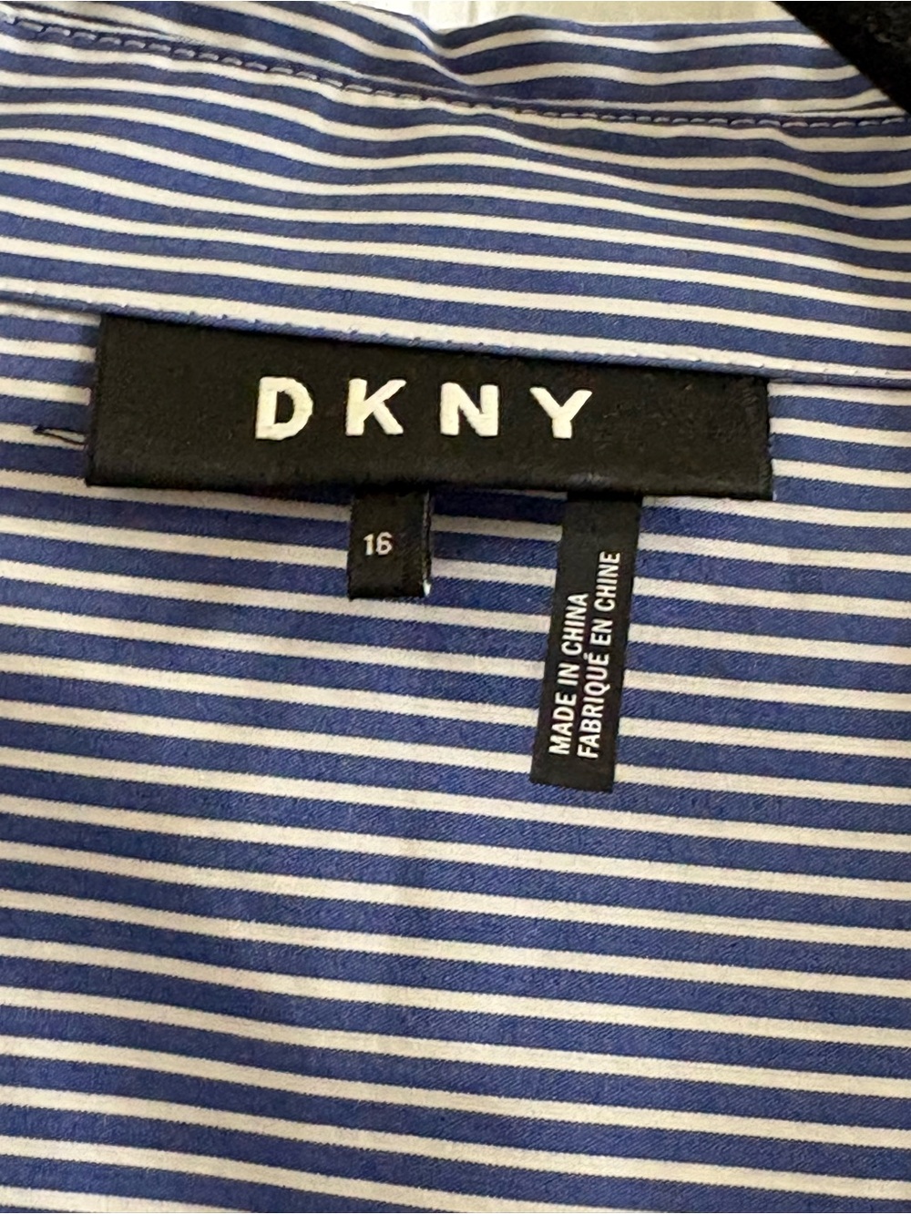 DKNY Blue and White Striped Women’s Button-Up midi dress.